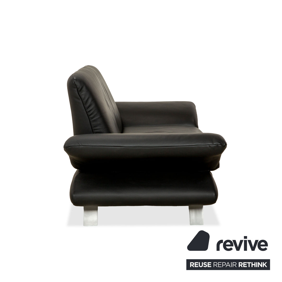 Koinor Rossini Leather Two Seater Black Manual Function Sofa Couch