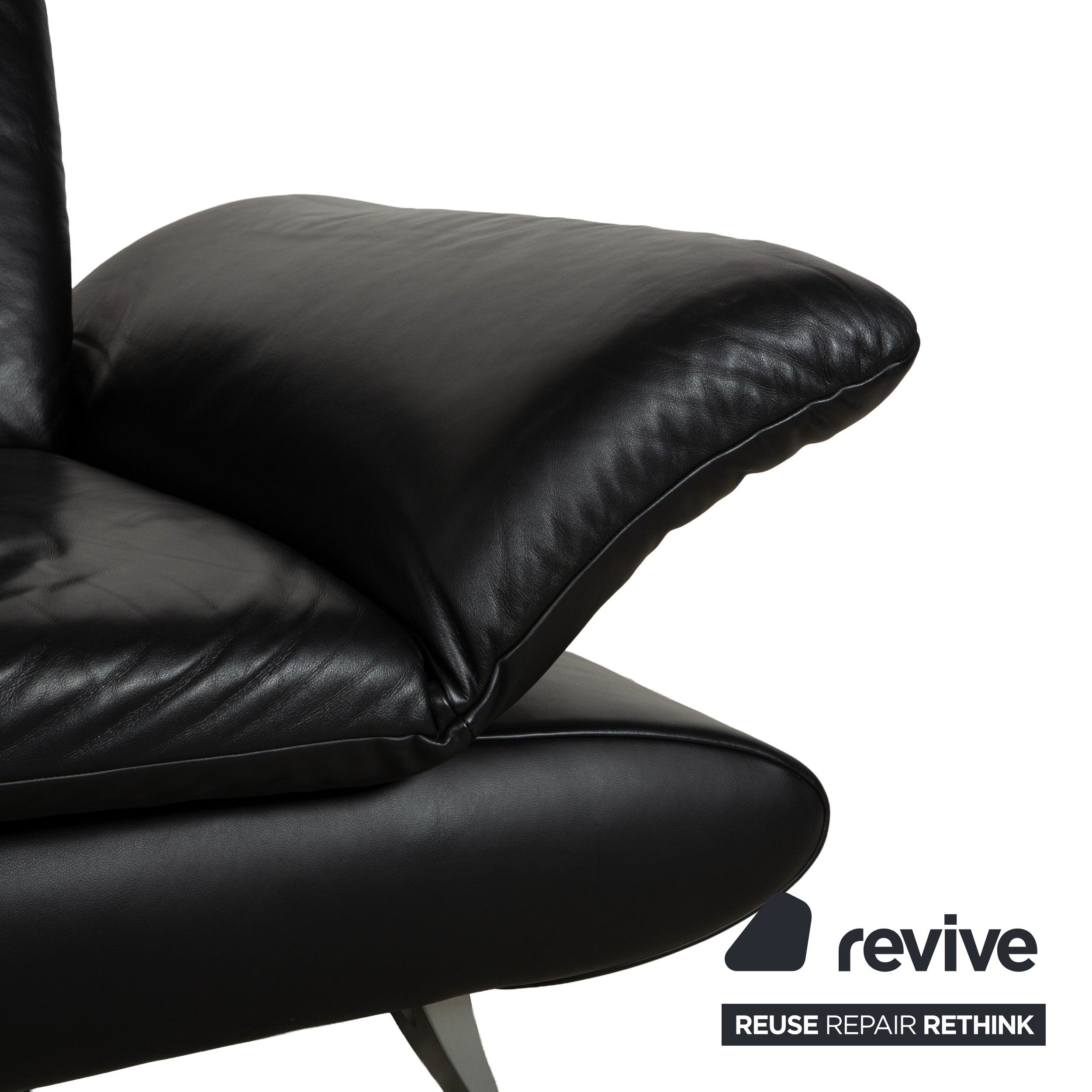 Koinor Rossini Leather Two Seater Black Manual Function Sofa Couch