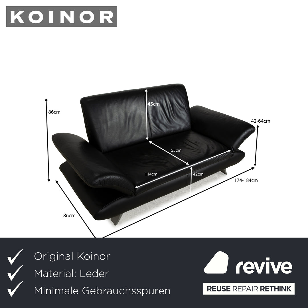 Koinor Rossini Leder Zweisitzer Schwarz manuelle Funktion Sofa Couch