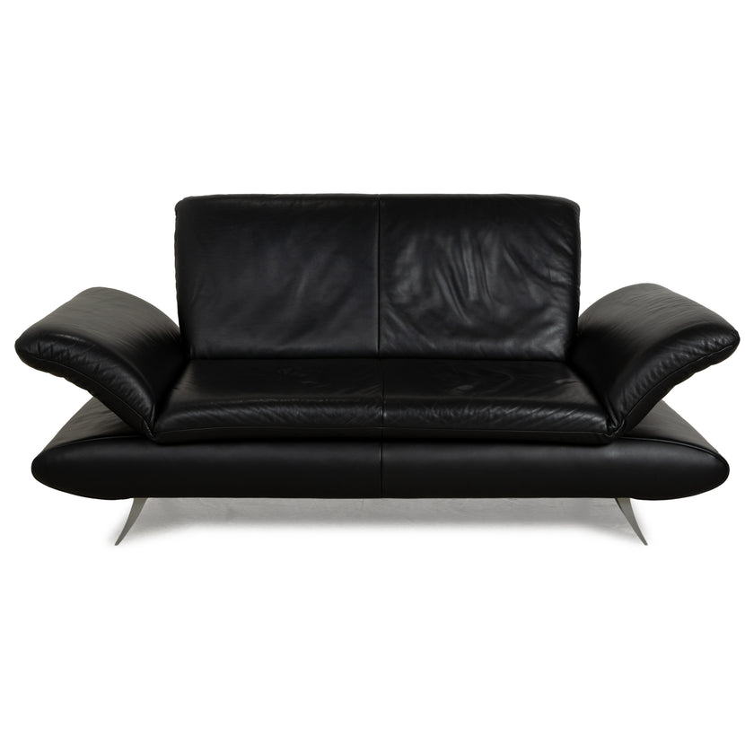 Koinor Rossini Leather Two Seater Black Manual Function Sofa Couch