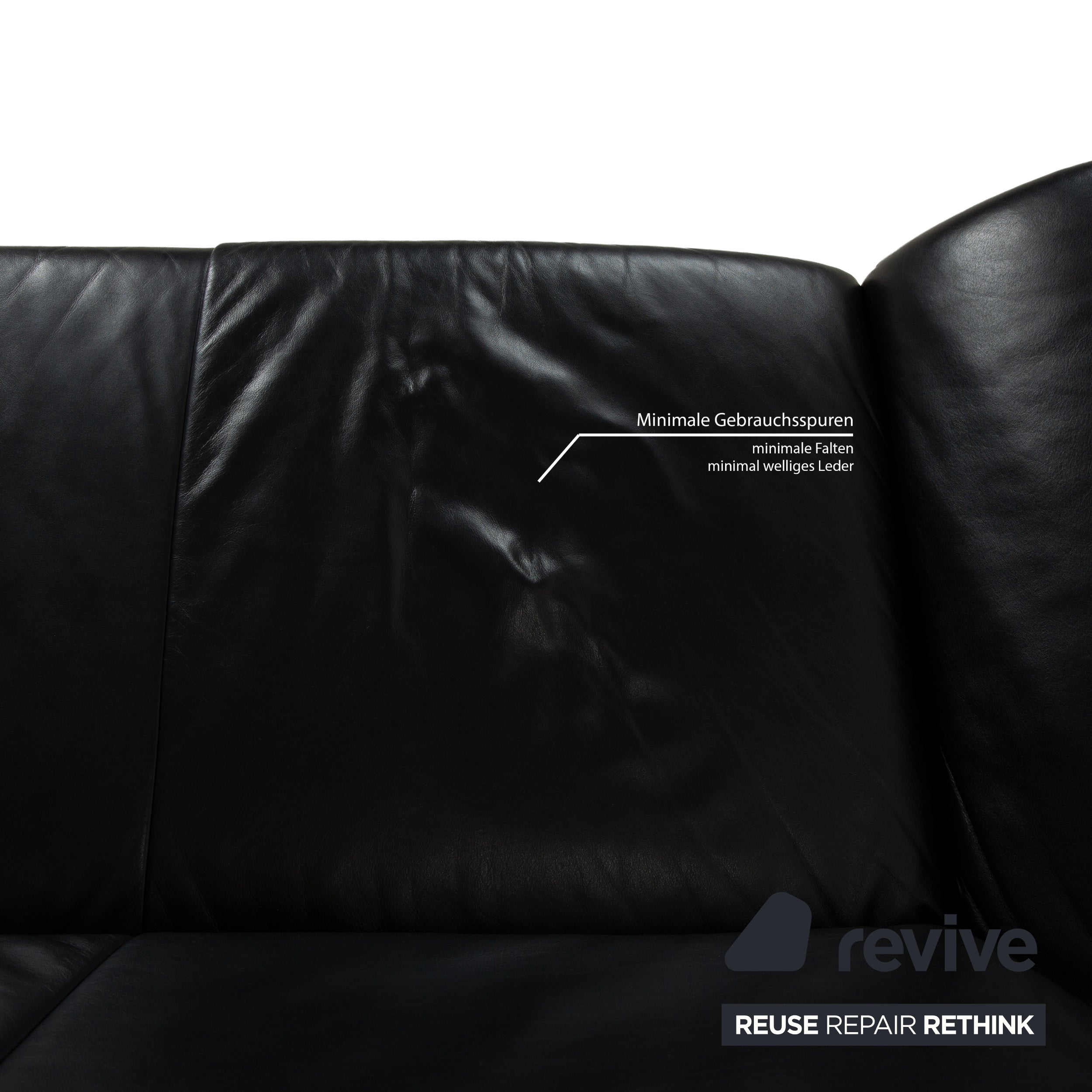 Koinor Rossini Leather Two Seater Black Manual Function Sofa Couch