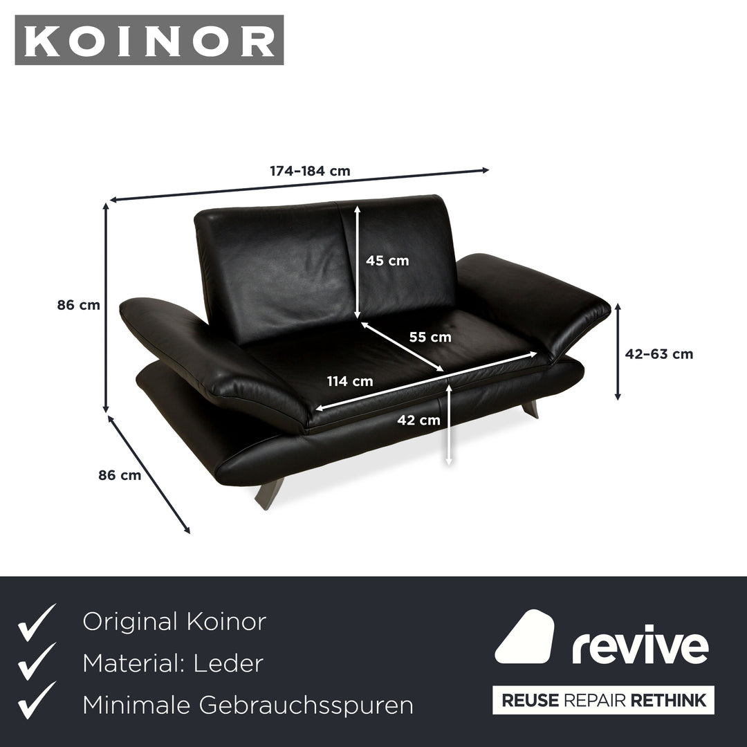 Koinor Rossini Leder Zweisitzer Schwarz manuelle Funktion Sofa Couch