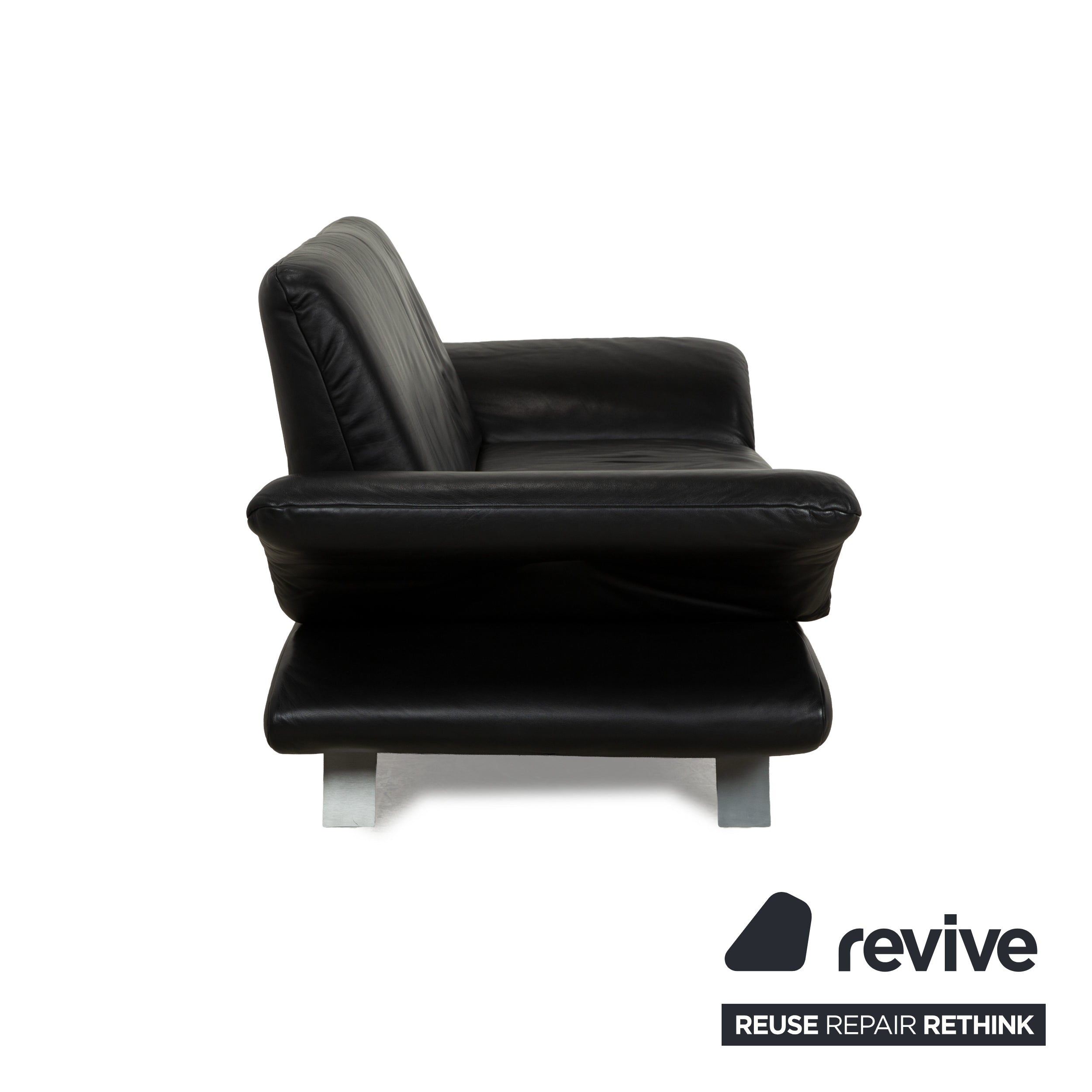 Koinor Rossini Leather Two Seater Black Manual Function Sofa Couch