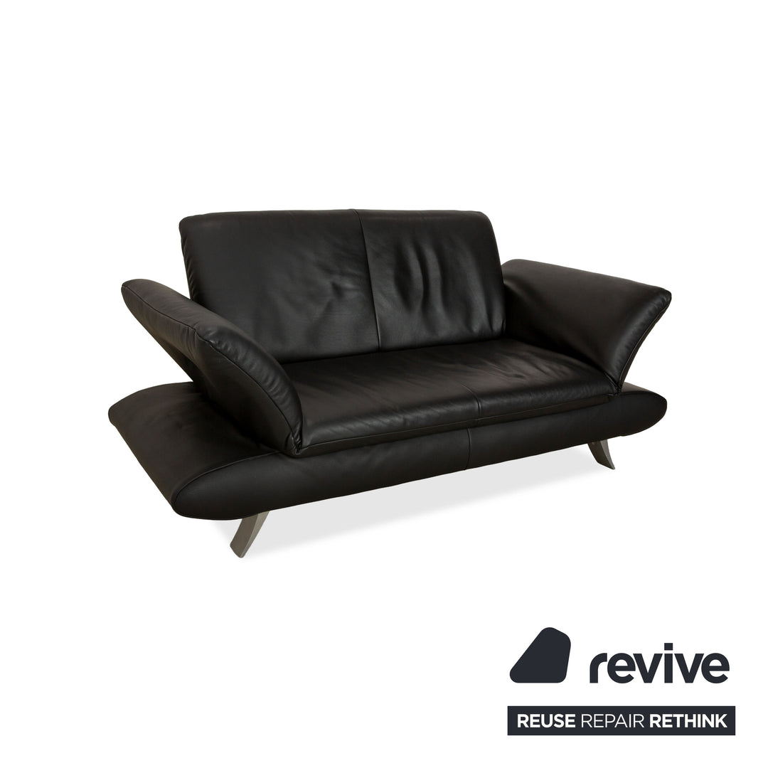 Koinor Rossini Leather Two Seater Black Manual Function Sofa Couch