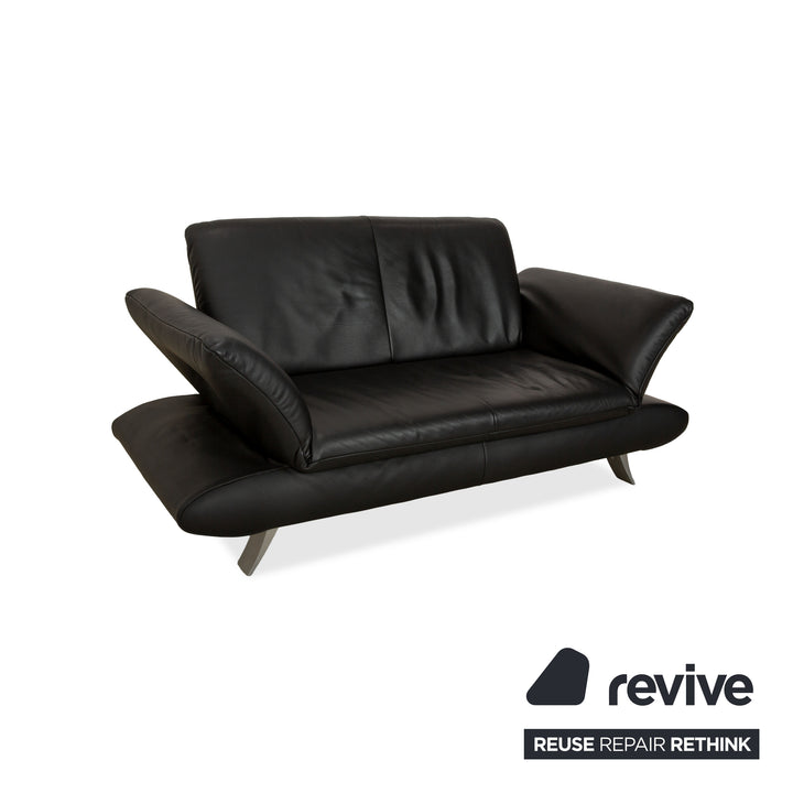 Koinor Rossini Leather Two Seater Black Manual Function Sofa Couch