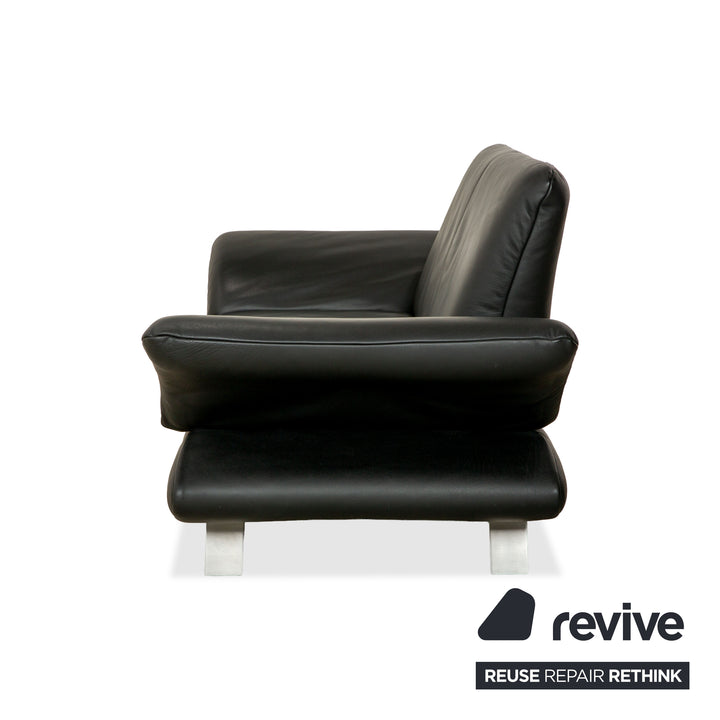 Koinor Rossini Leather Two Seater Black Manual Function Sofa Couch