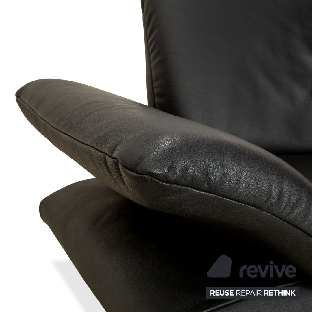 Koinor Rossini Leather Two Seater Black Manual Function Sofa Couch