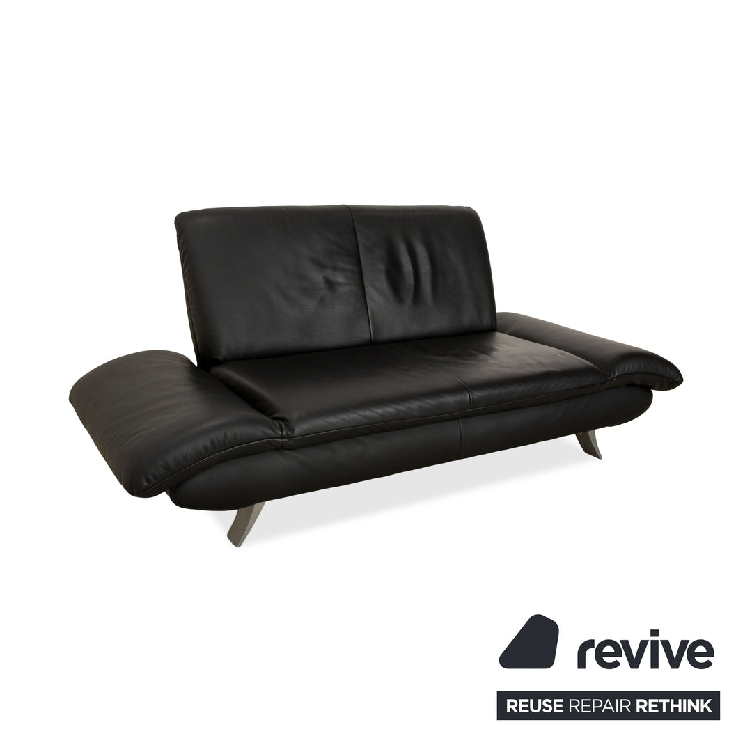 Koinor Rossini Leather Two Seater Black Manual Function Sofa Couch
