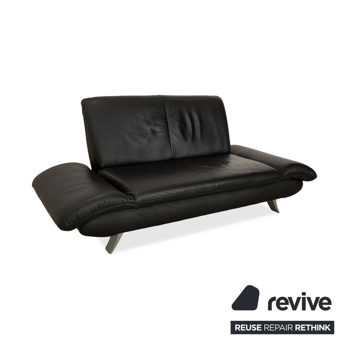 Koinor Rossini Leather Two Seater Black Manual Function Sofa Couch
