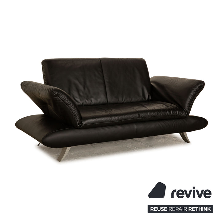Koinor Rossini Leather Two Seater Black Manual Function Sofa Couch