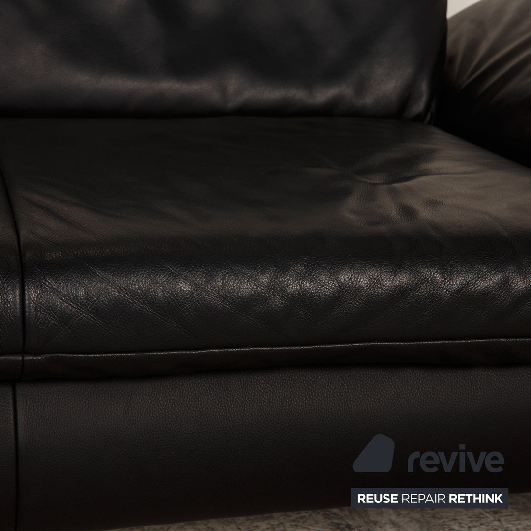 Koinor Rossini Leather Two Seater Black Sofa Couch Function