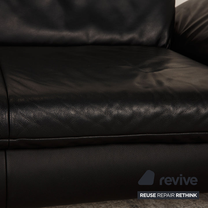 Koinor Rossini Leather Two Seater Black Sofa Couch Function