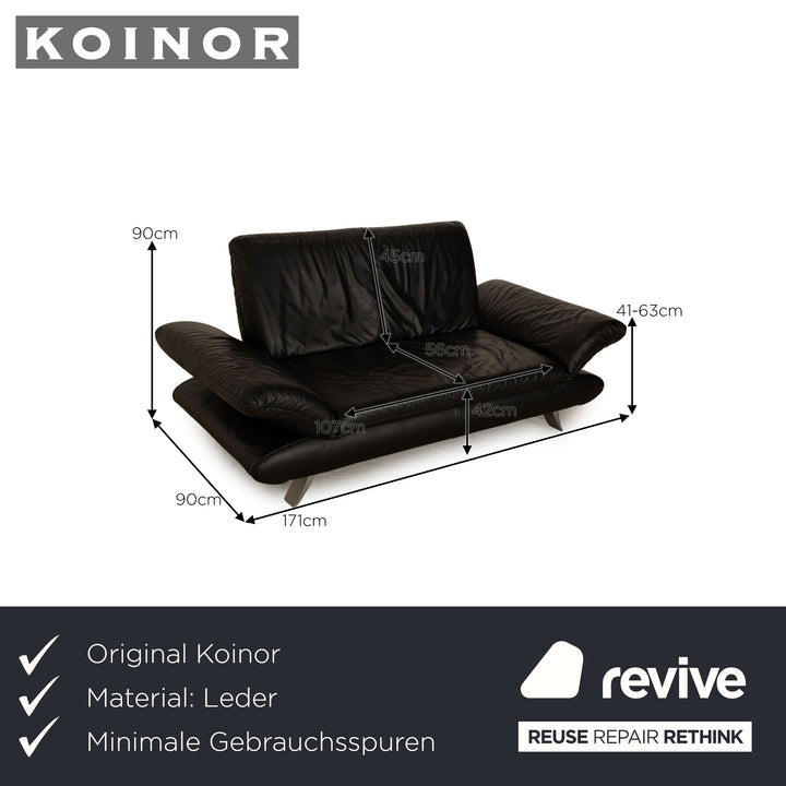 Koinor Rossini Leder Zweisitzer Schwarz Sofa Couch manuelle Funktion