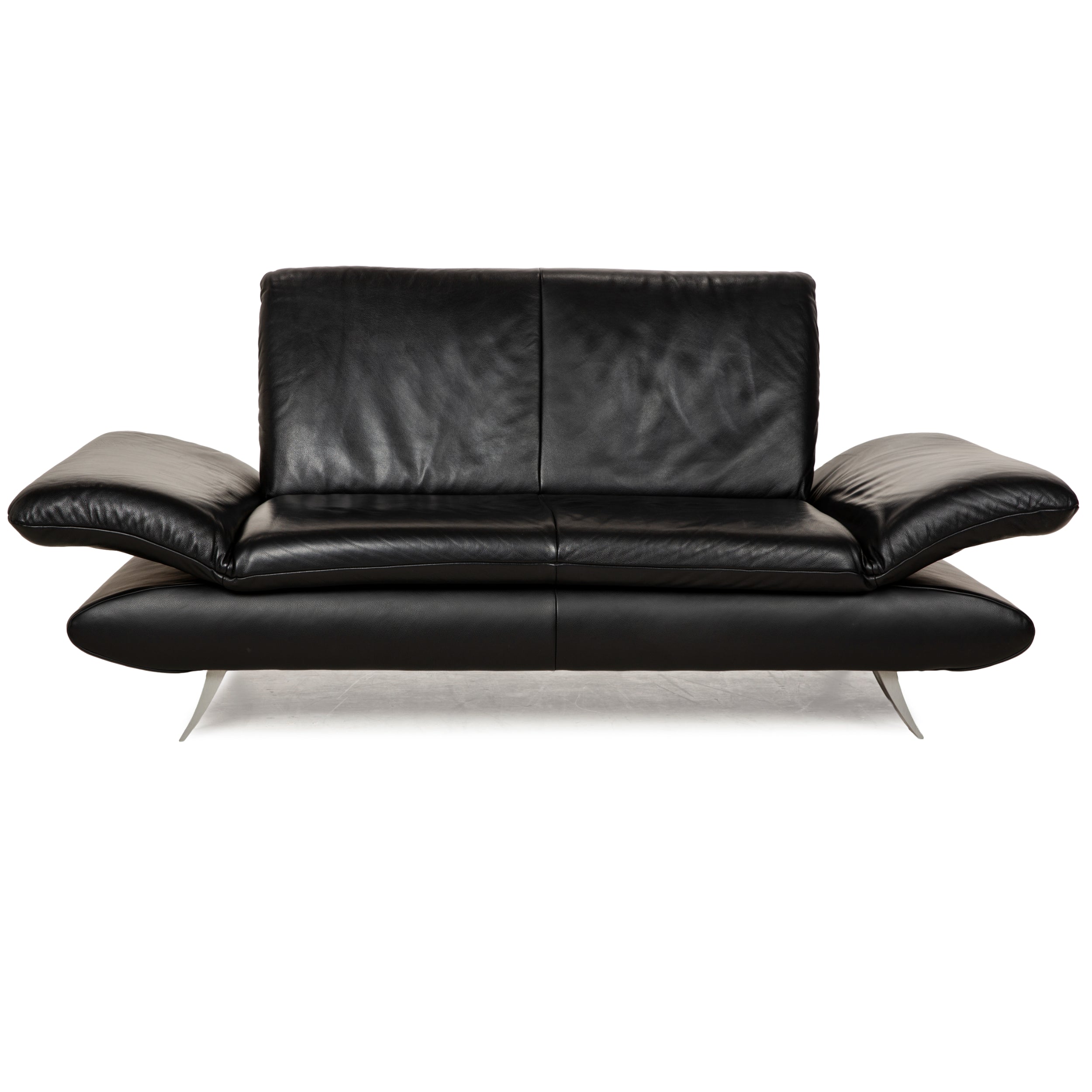 Koinor Rossini Leather Two Seater Black Sofa Couch Manual Function