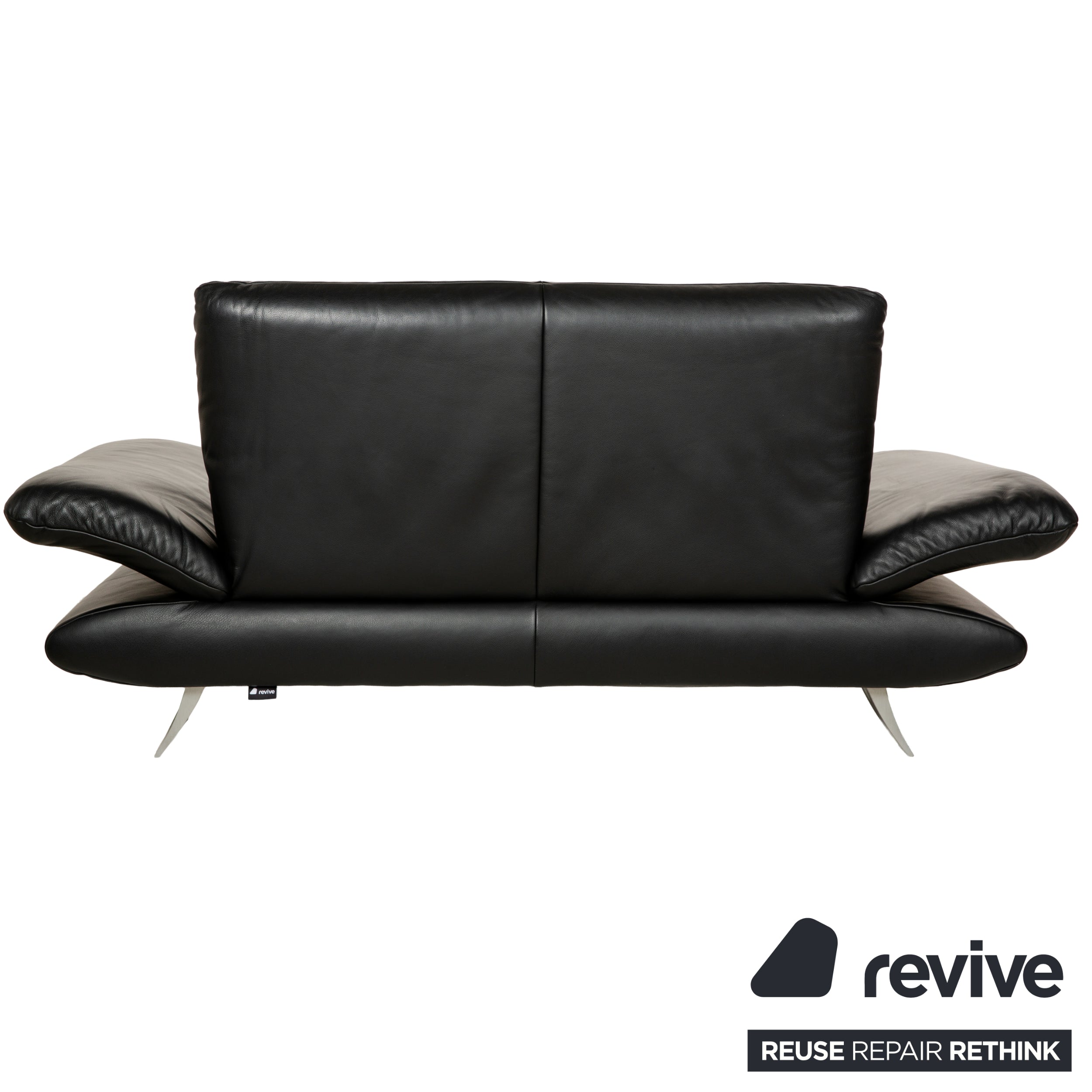 Koinor Rossini Leather Two Seater Black Sofa Couch Manual Function