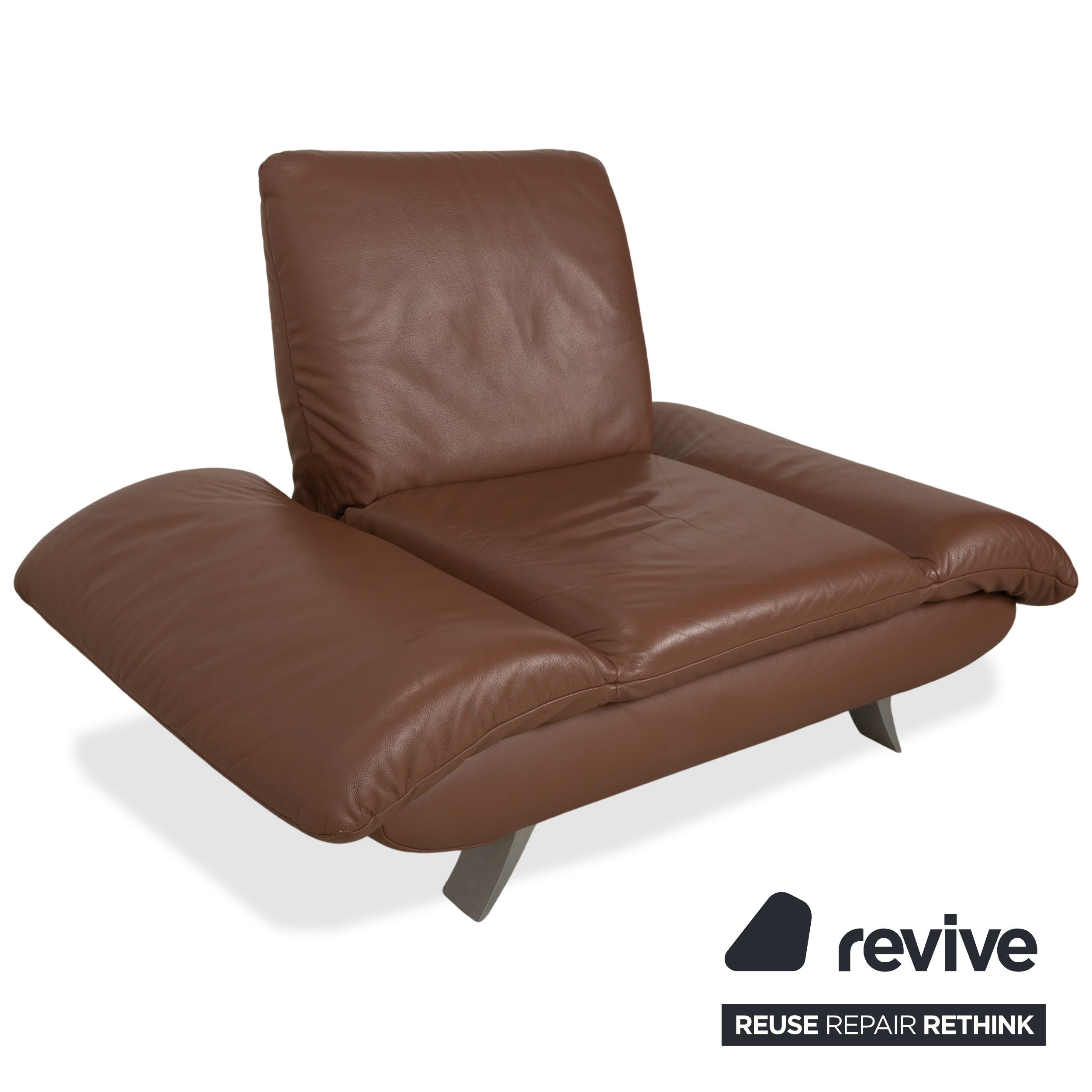 Fauteuil deux places en cuir marron Koinor Rossini, canapé à réglage manuel