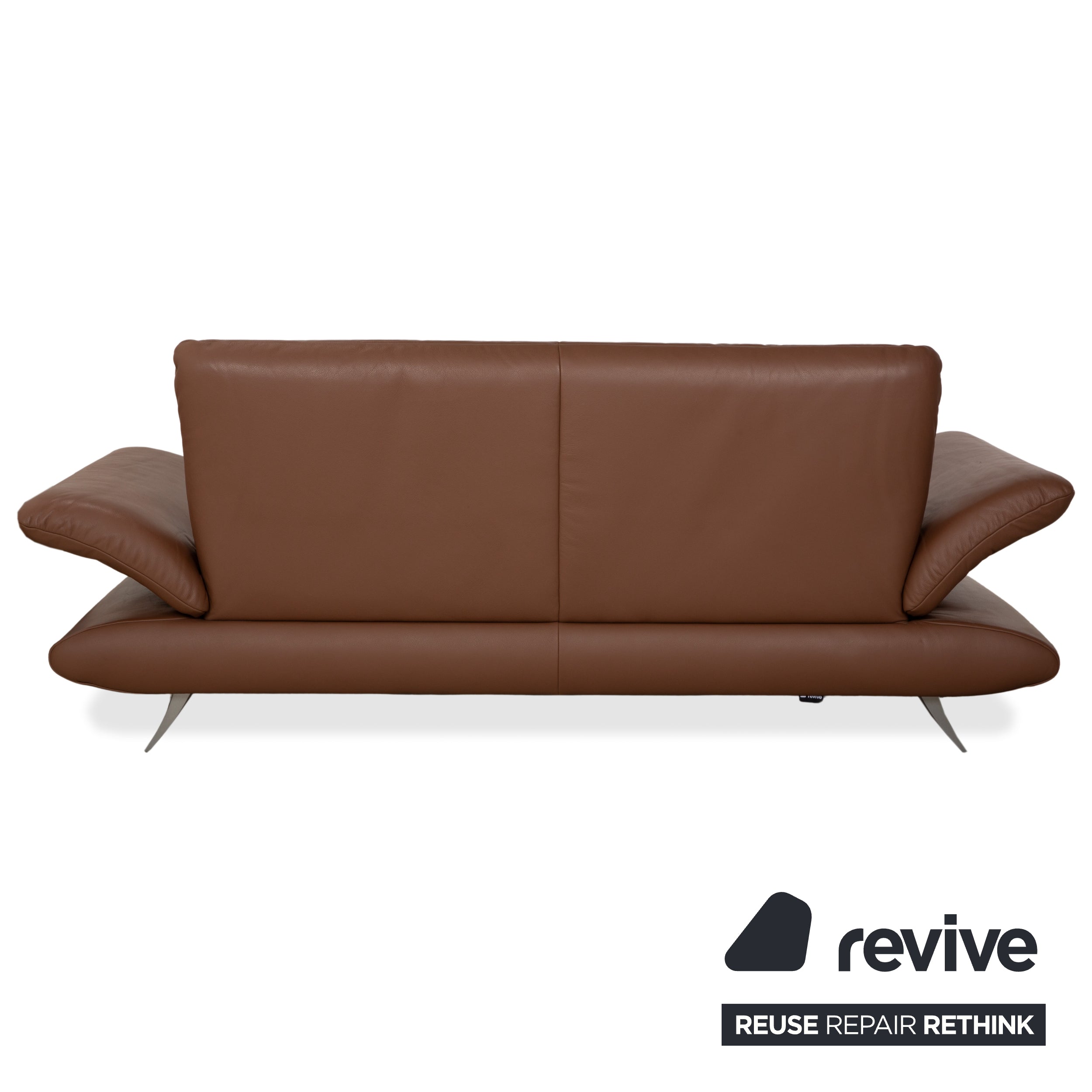 Fauteuil deux places en cuir marron Koinor Rossini, canapé à réglage manuel