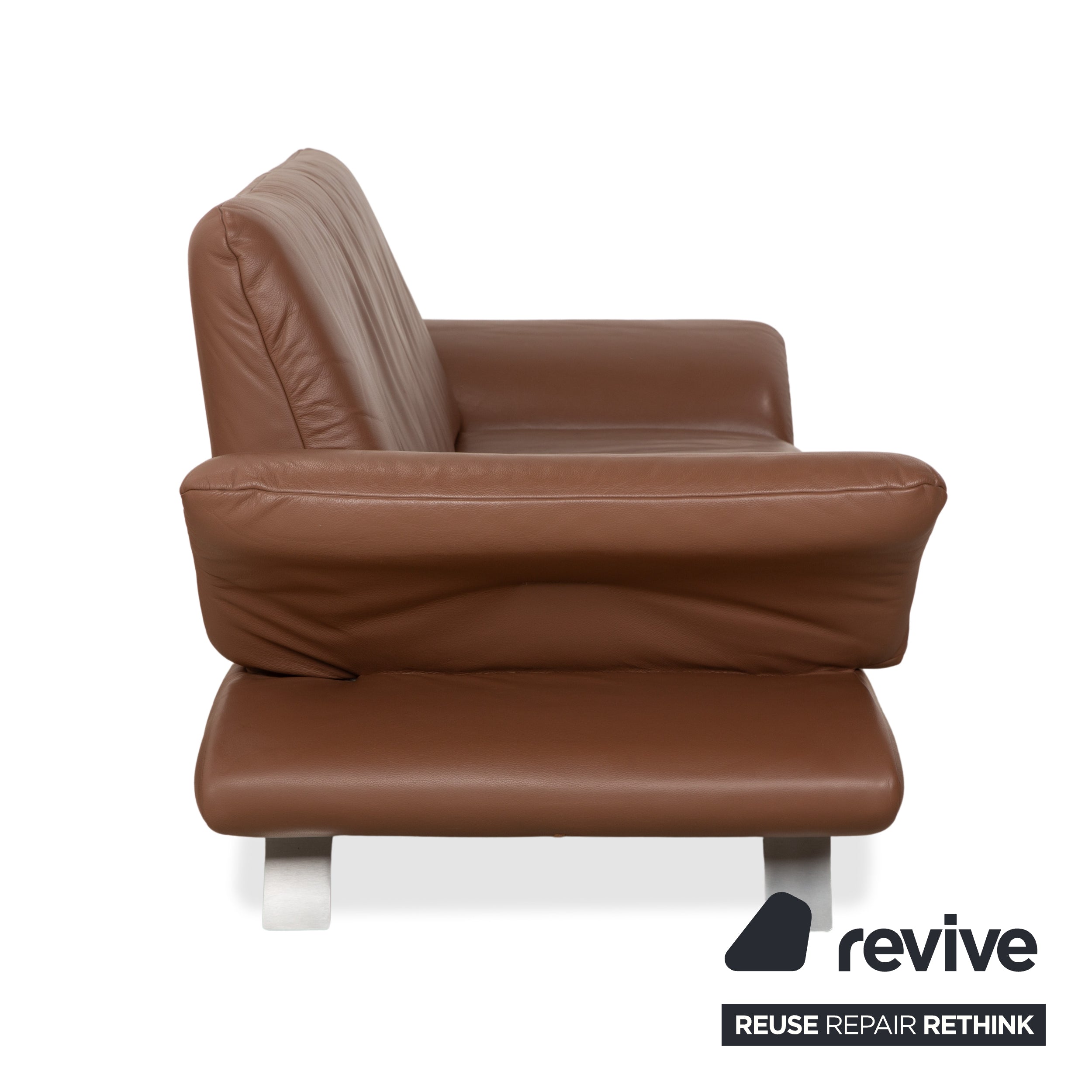 Fauteuil deux places en cuir marron Koinor Rossini, canapé à réglage manuel