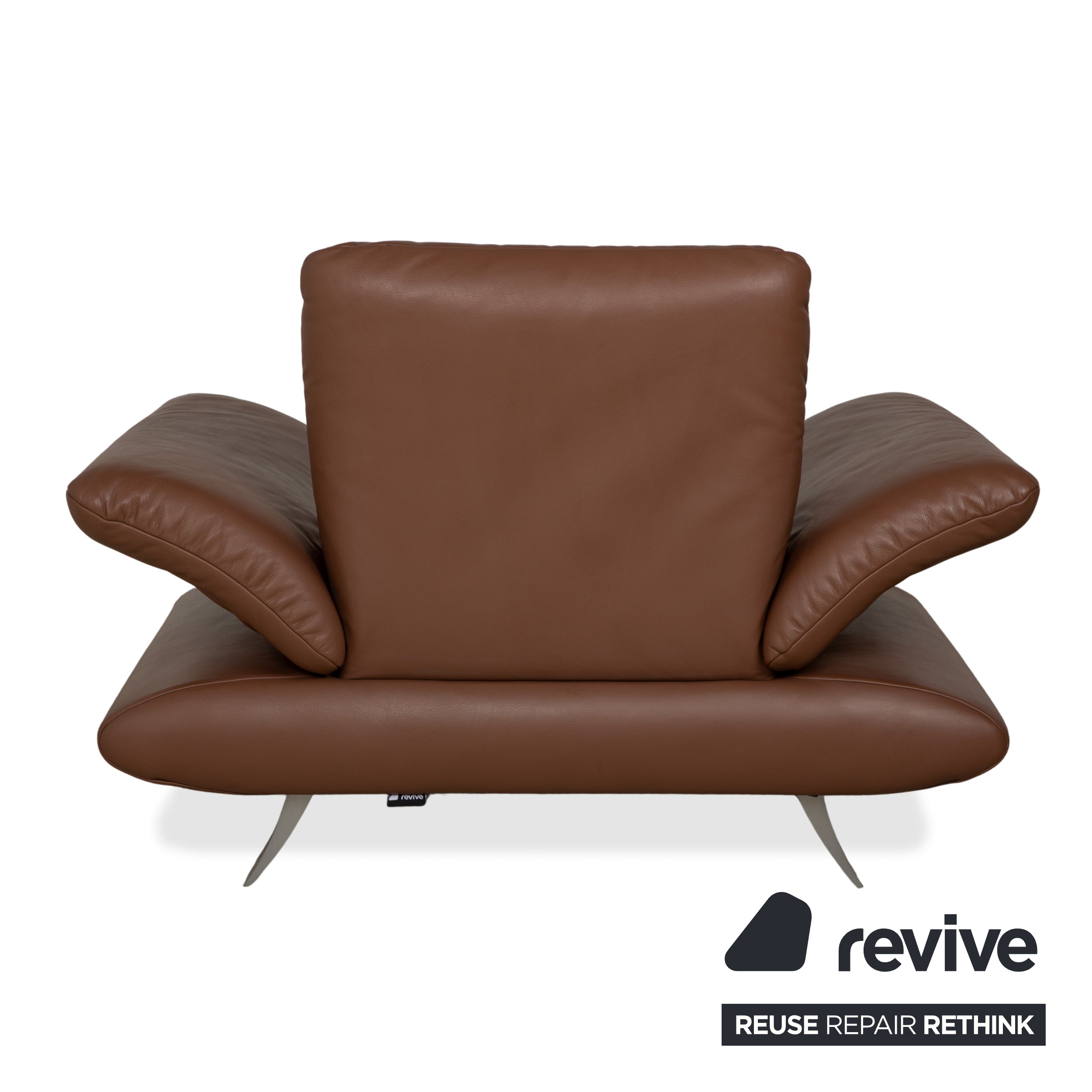 Fauteuil deux places en cuir marron Koinor Rossini, canapé à réglage manuel