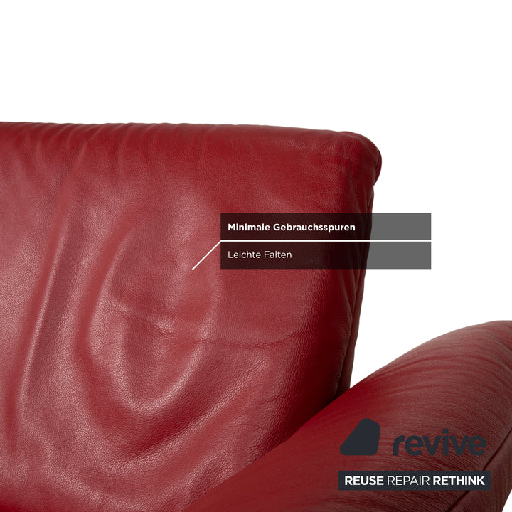 KOINOR Rossini Leather Two-Seater Armchair Red Manual Function Sofa Couch