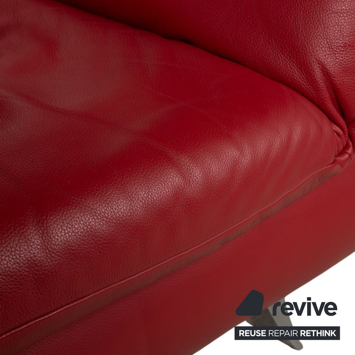 KOINOR Rossini Leather Two-Seater Armchair Red Manual Function Sofa Couch