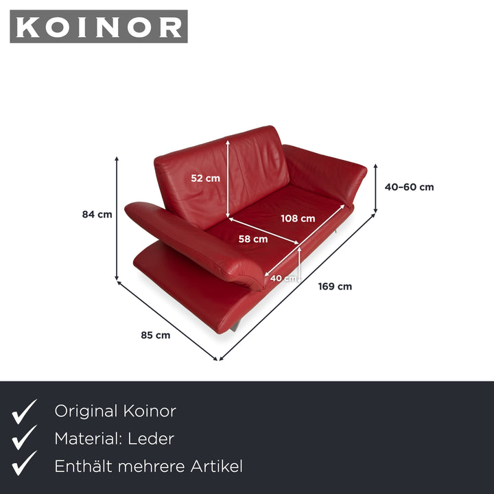 KOINOR Rossini Leather Two-Seater Armchair Red Manual Function Sofa Couch