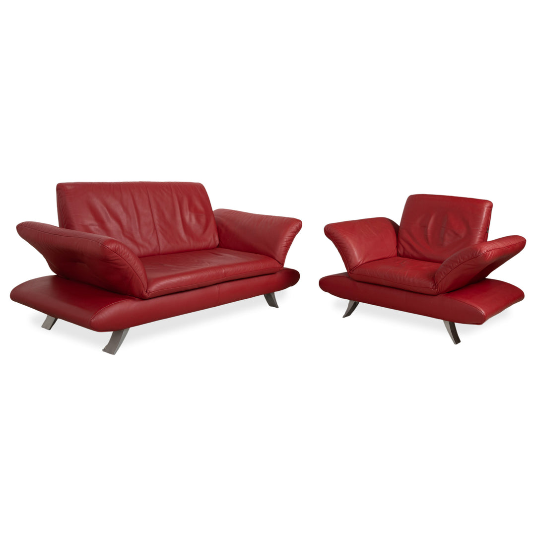 KOINOR Rossini Leather Two-Seater Armchair Red Manual Function Sofa Couch