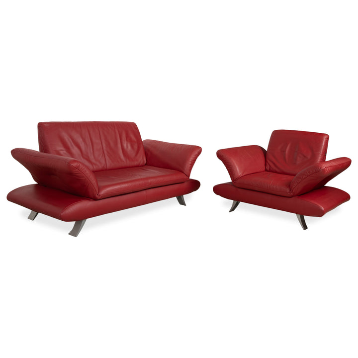 KOINOR Rossini Leather Two-Seater Armchair Red Manual Function Sofa Couch