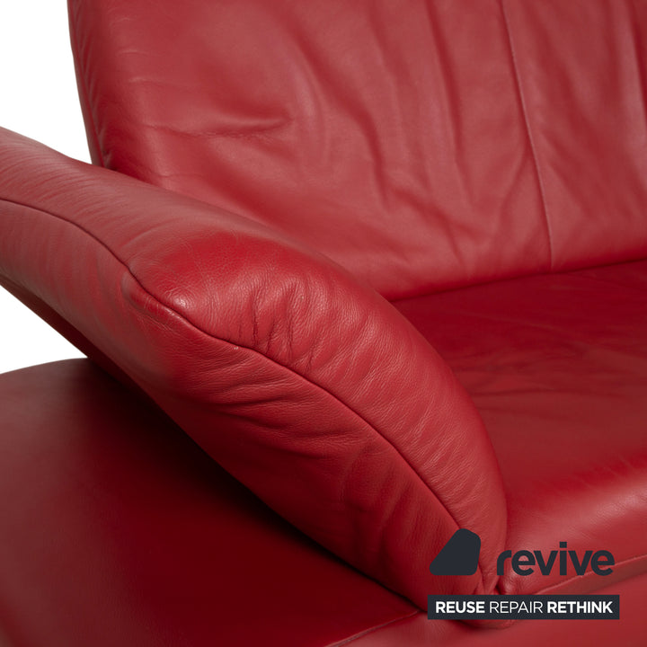KOINOR Rossini Leather Two-Seater Armchair Red Manual Function Sofa Couch