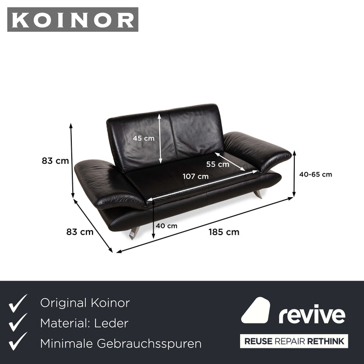 Koinor Rossini Leder Zweisitzer Sofa Couch Schwarz manuelle Funktion