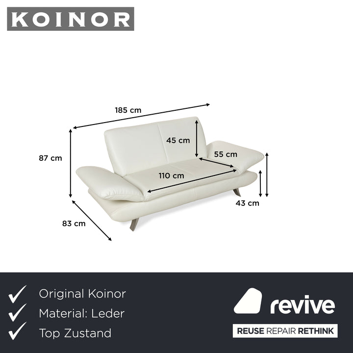 Koinor Rossini Leather Two Seater White Manual Function Sofa Couch