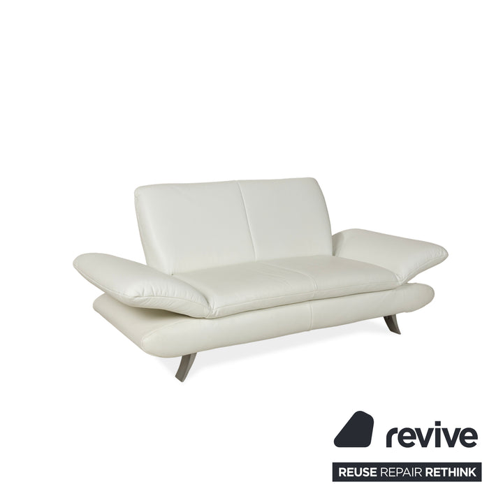 Koinor Rossini Leather Two Seater White Manual Function Sofa Couch