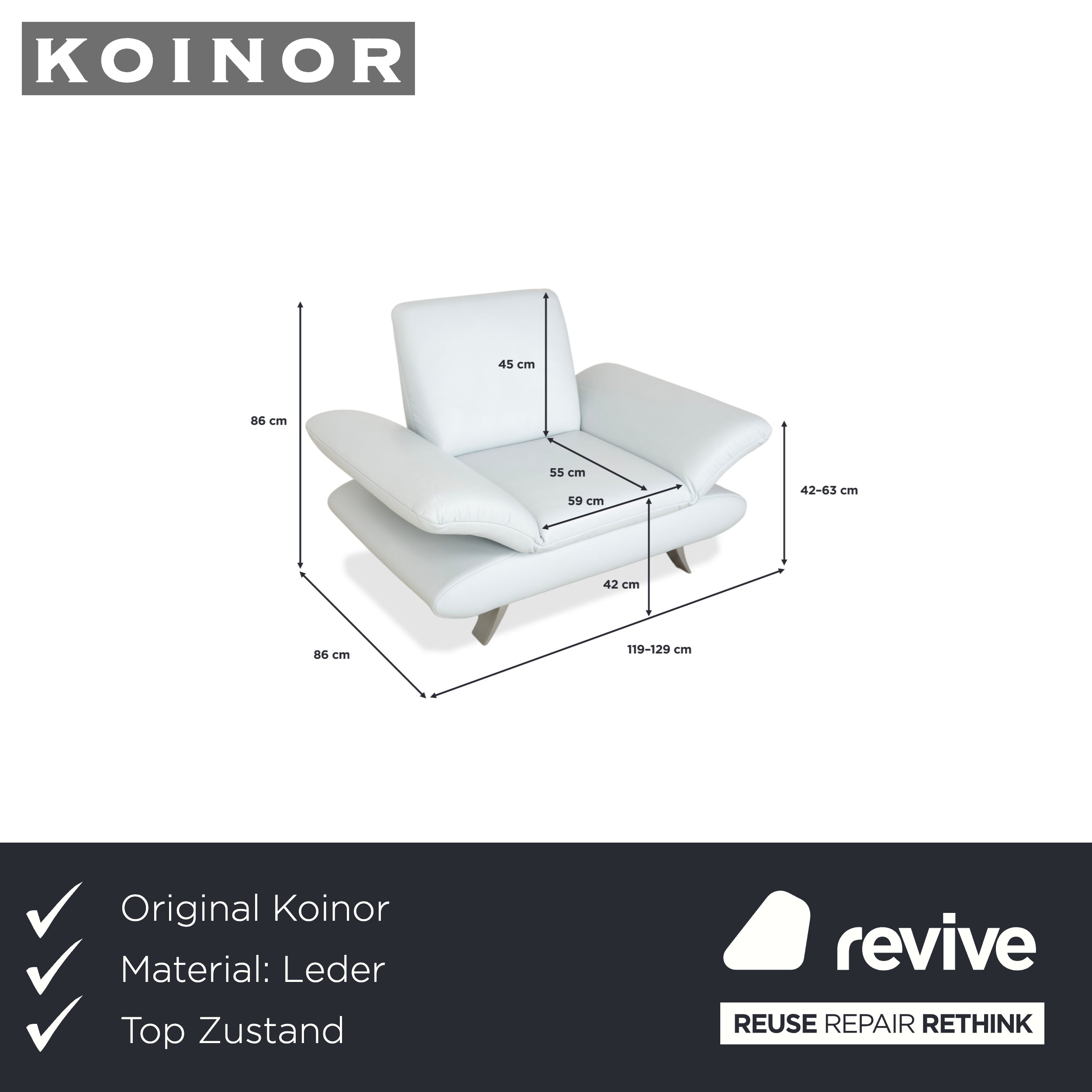 Koinor Rossini Sessel Hellblau manuelle Funktion