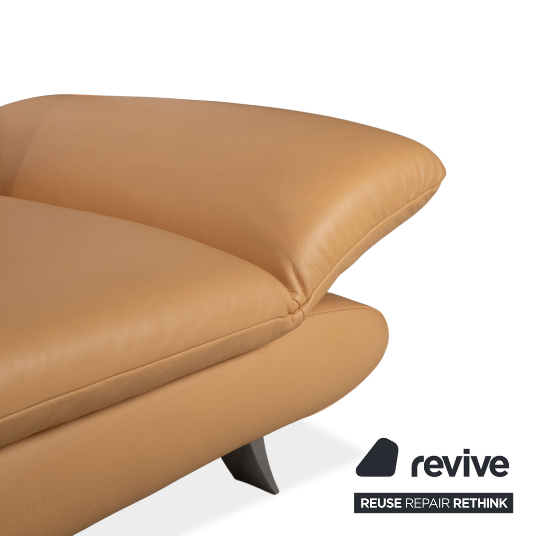 Koinor Rossini Two-Seater Leather Sofa Apricot Cream Beige Manual Function Couch