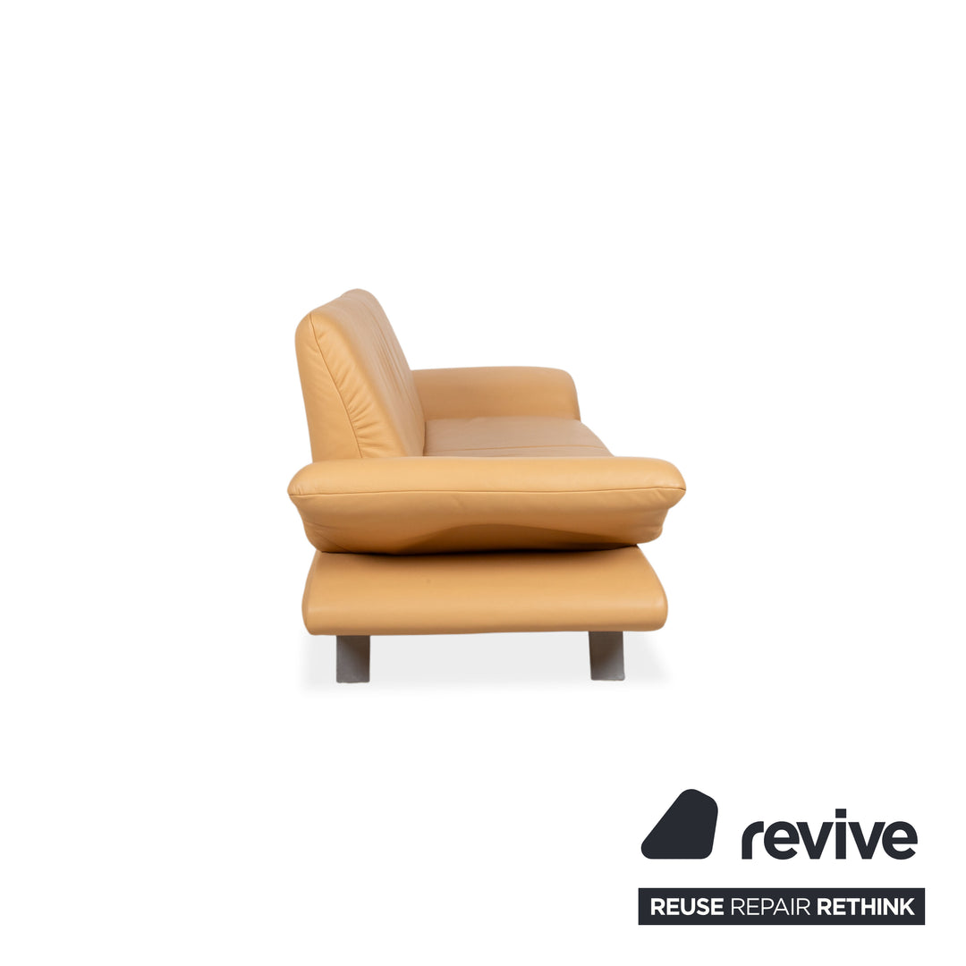 Koinor Rossini Two-Seater Leather Sofa Apricot Cream Beige Manual Function Couch