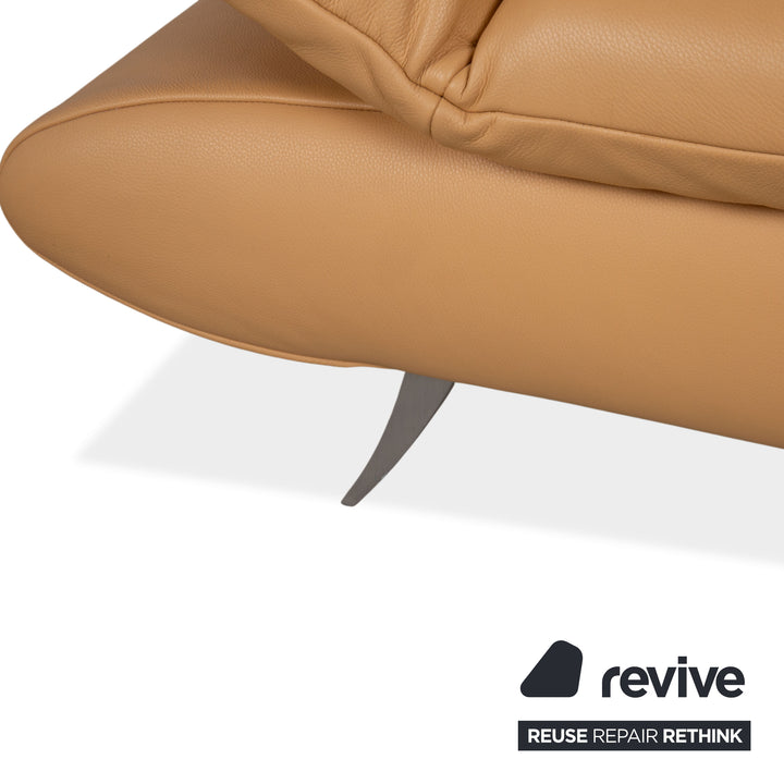 Koinor Rossini Two-Seater Leather Sofa Apricot Cream Beige Manual Function Couch