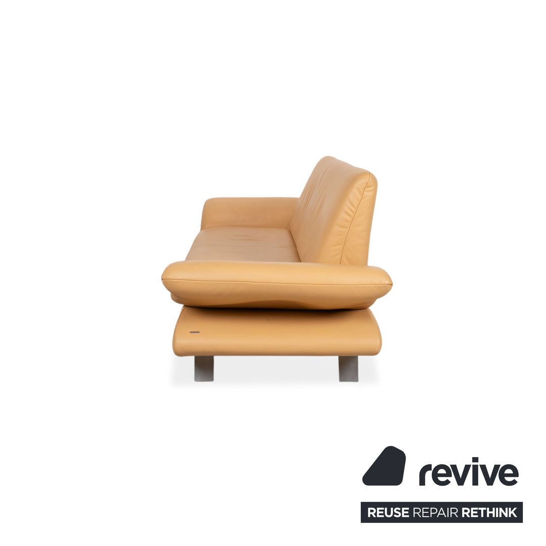 Koinor Rossini Two-Seater Leather Sofa Apricot Cream Beige Manual Function Couch