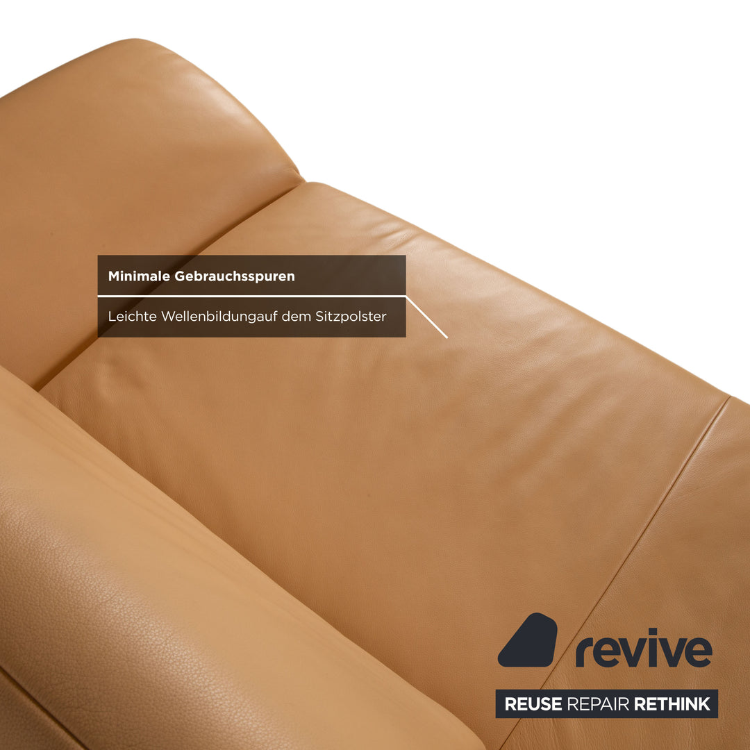 Koinor Rossini Two-Seater Leather Sofa Apricot Cream Beige Manual Function Couch