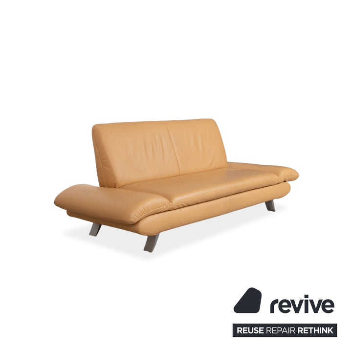 Koinor Rossini Two-Seater Leather Sofa Apricot Cream Beige Manual Function Couch