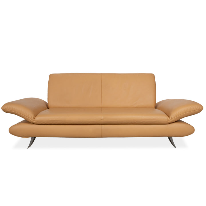 Koinor Rossini Two-Seater Leather Sofa Apricot Cream Beige Manual Function Couch