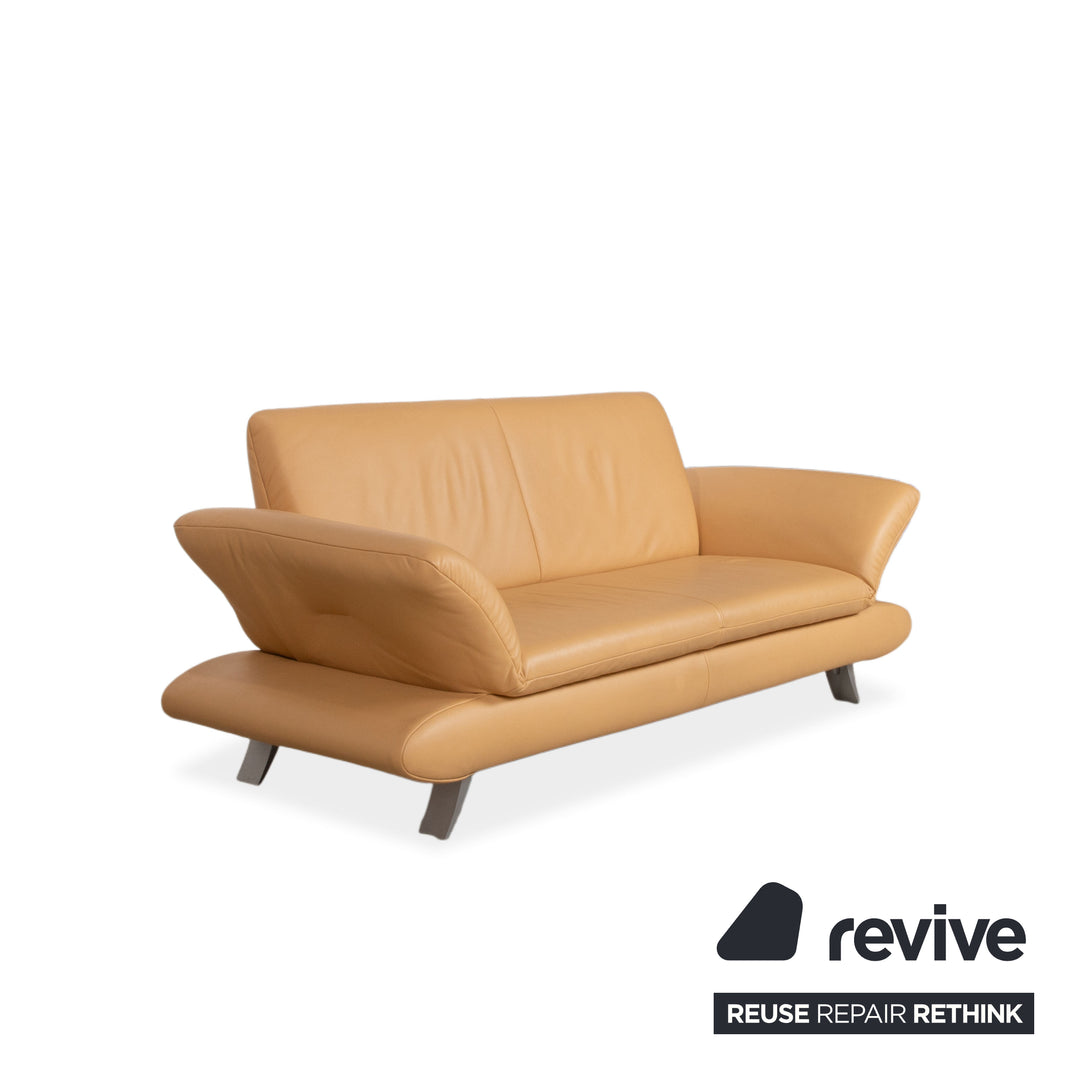 Koinor Rossini Two-Seater Leather Sofa Apricot Cream Beige Manual Function Couch