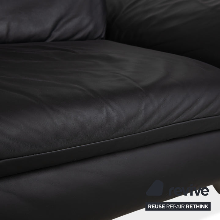 Canapé deux places en cuir Koinor Rossini, gris anthracite, à commande manuelle