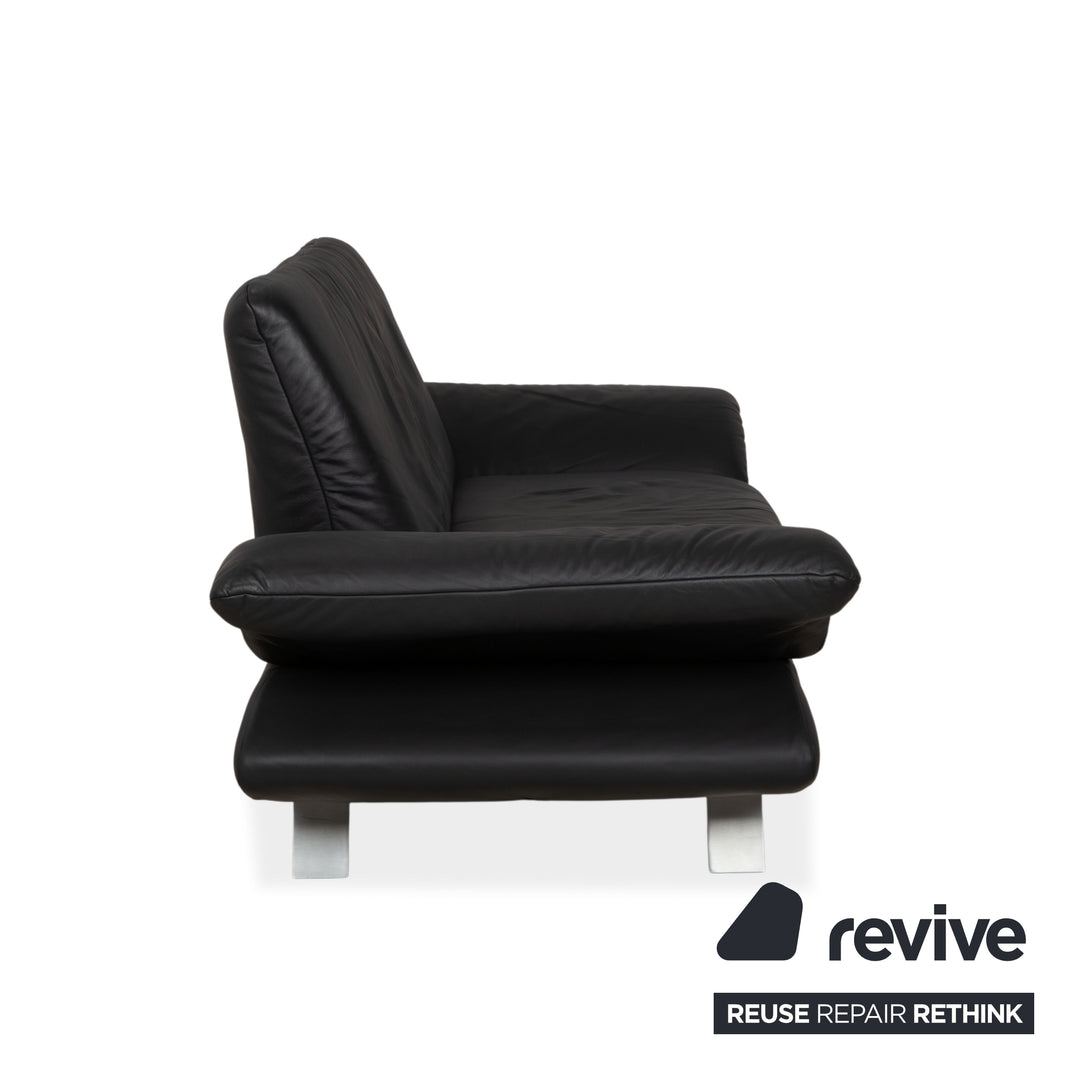 Canapé deux places en cuir Koinor Rossini, gris anthracite, à commande manuelle