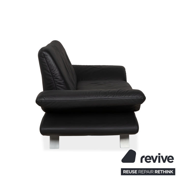 Canapé deux places en cuir Koinor Rossini, gris anthracite, à commande manuelle