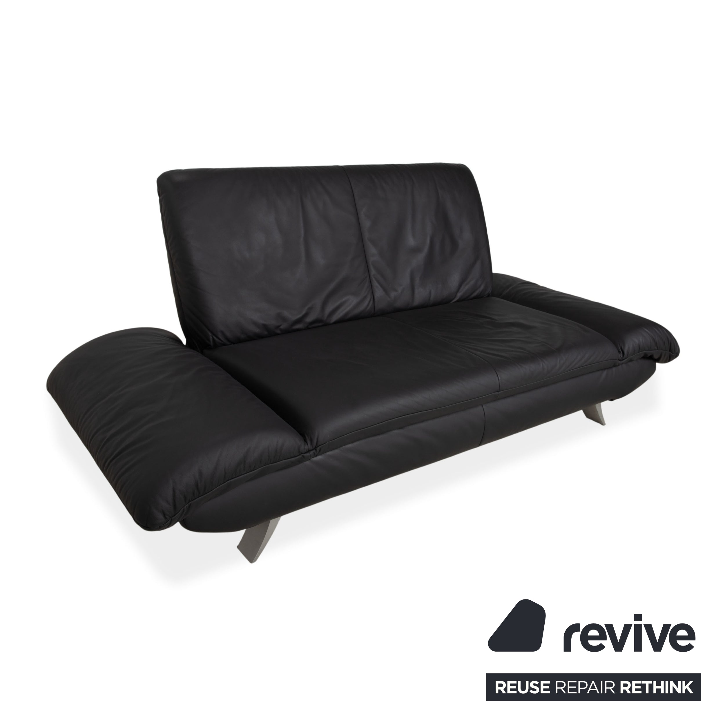 Canapé deux places en cuir Koinor Rossini, gris anthracite, à commande manuelle