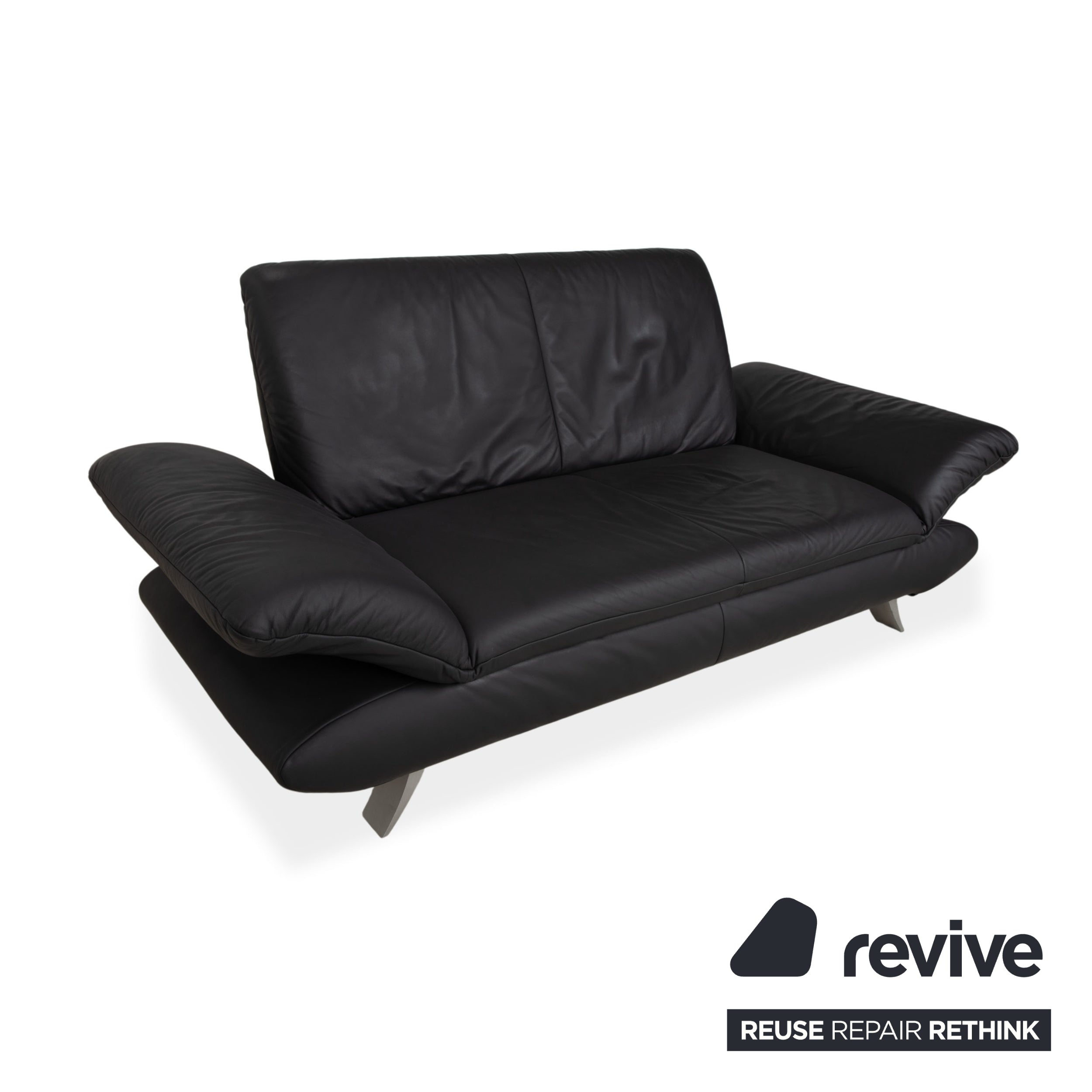 Canapé deux places en cuir Koinor Rossini, gris anthracite, à commande manuelle