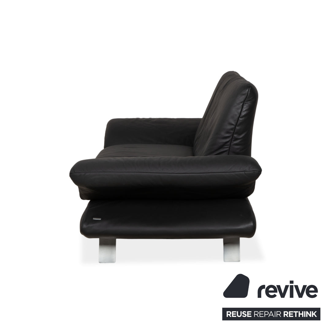 Canapé deux places en cuir Koinor Rossini, gris anthracite, à commande manuelle