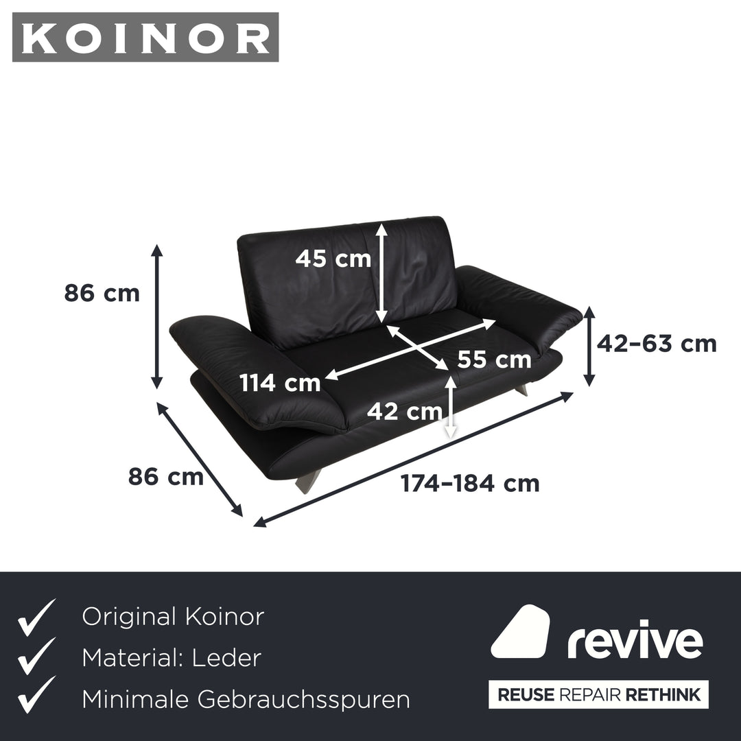 Canapé deux places en cuir Koinor Rossini, gris anthracite, à commande manuelle