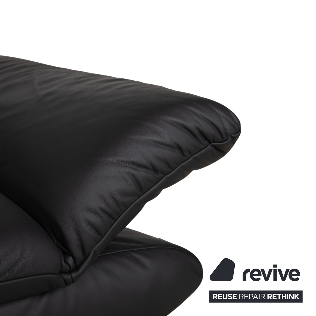 Canapé deux places en cuir Koinor Rossini, gris anthracite, à commande manuelle