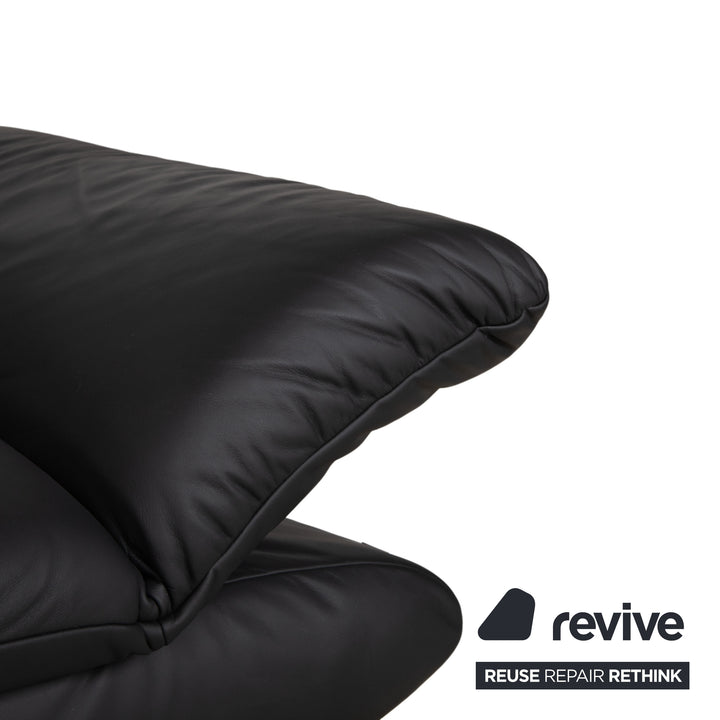 Canapé deux places en cuir Koinor Rossini, gris anthracite, à commande manuelle